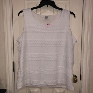 White patterned soft tank top blouse dress shirt size XL